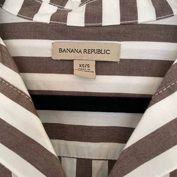 Banana Republic Chocolate and White Striped Midi Dress - Picture 2 of 3